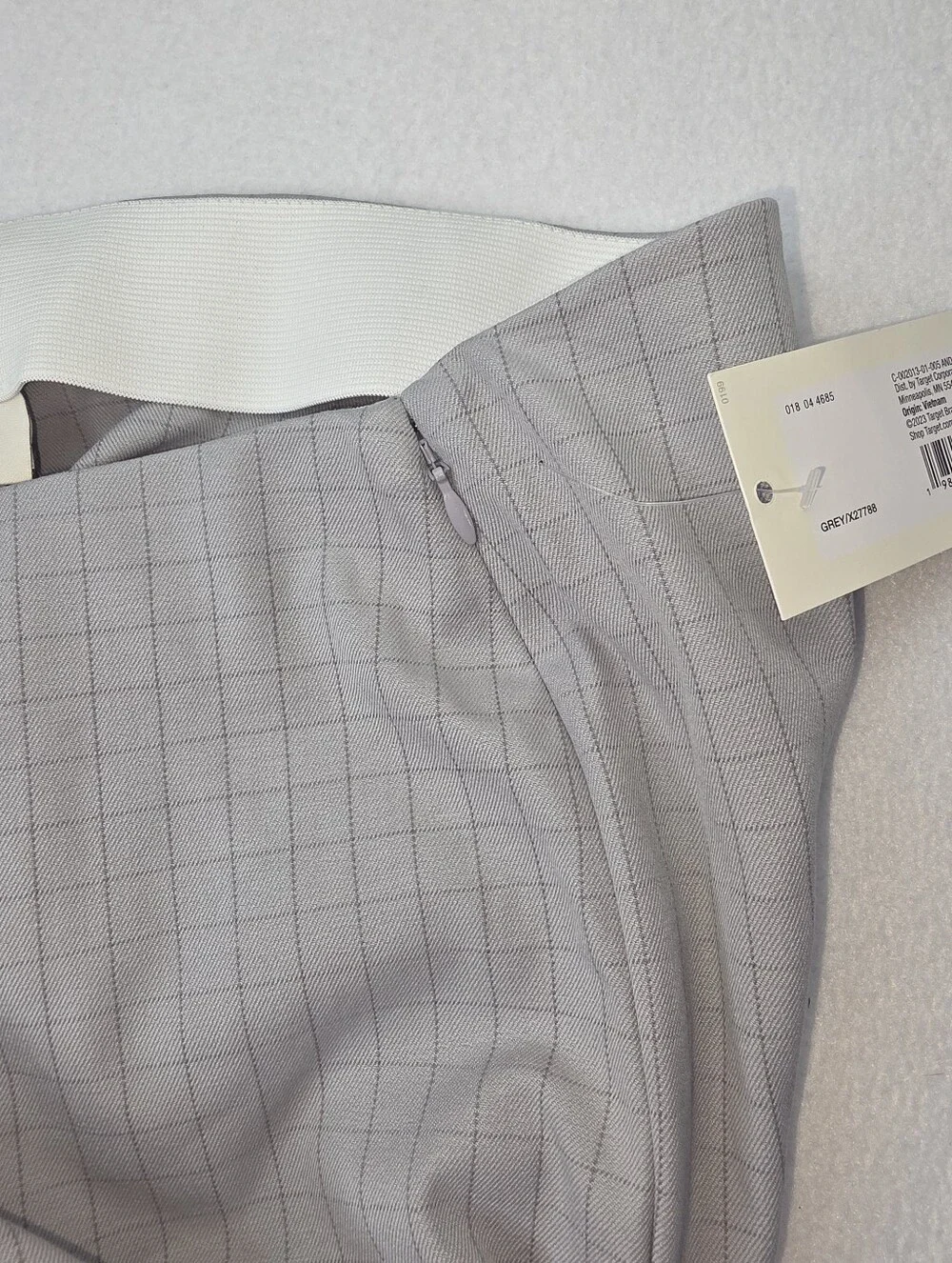 NWT A New Day 22W Light Gray Plaid Slim Tailored Ankle Pants CY-3862